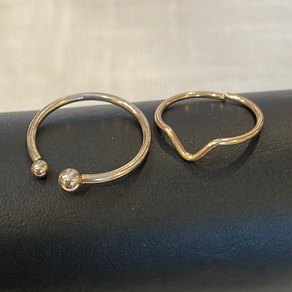 💐5/25 2 rings stacking open front adjustable simple thin dainty - Picture 1 of 6